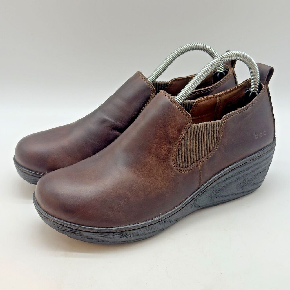 B.O.C. Born Concept Stefana Wedge Slip On Clogs Women's 10M Brown Comfort Shoes